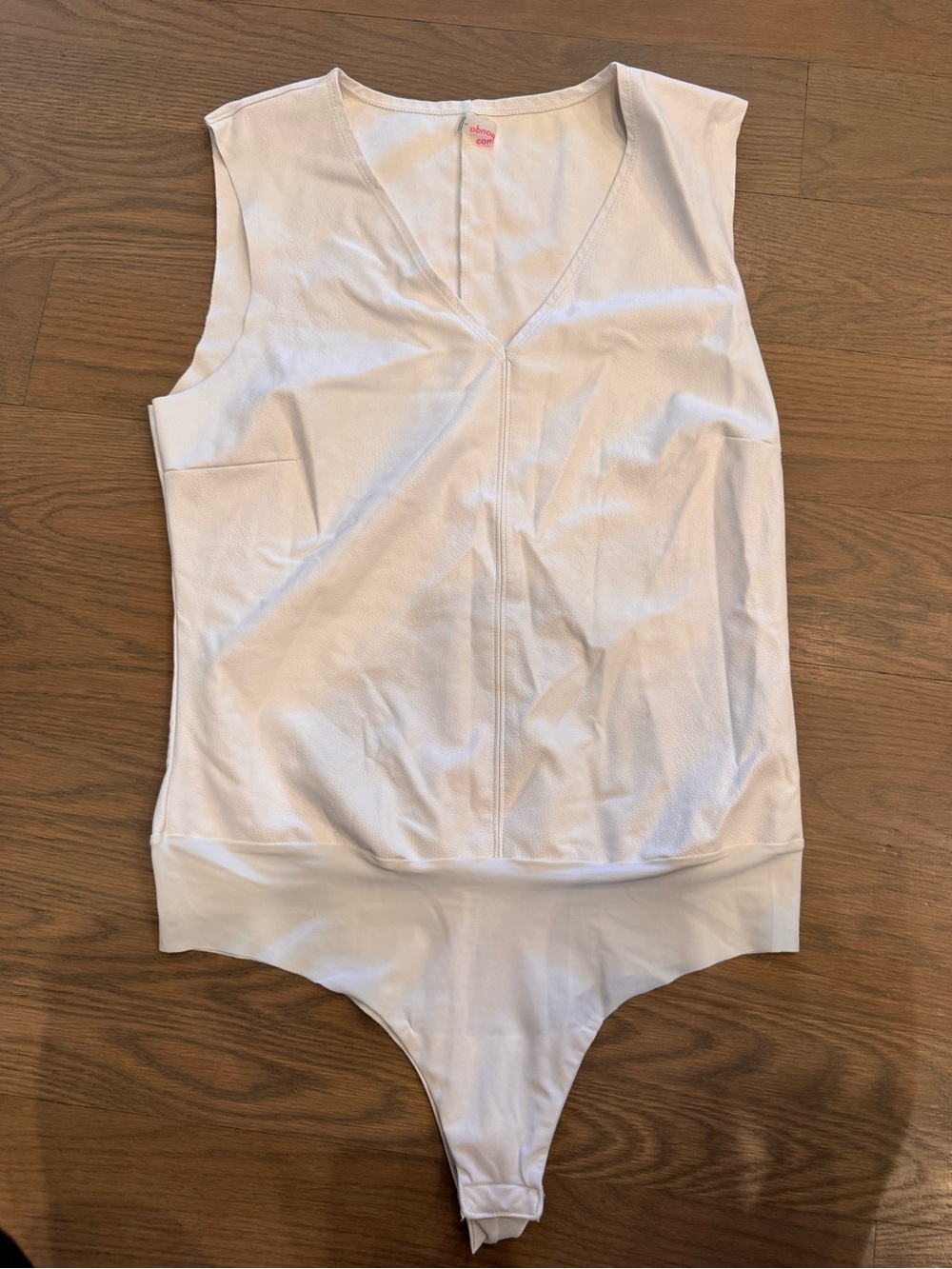 Commando White Faux Leather V‑Neck Sleeveless Bodysuit